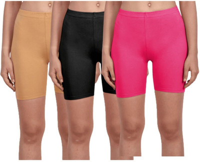 Vanila Solid Women Beige, Black, Pink Cycling Shorts, Sports Shorts, Running Shorts