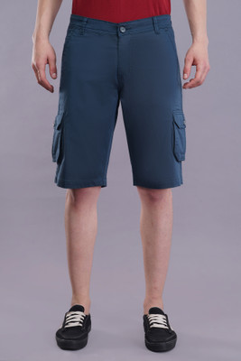 NIVASU Solid Men Blue Cargo Shorts