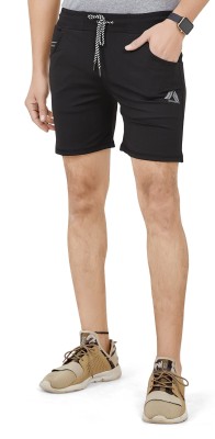 True Spirit Solid Men Black Basic Shorts