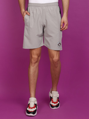 V-MART Color Block Men Grey, Grey Regular Shorts