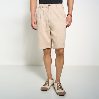 7 Alt by Pantaloons Solid Men Beige Basic Shorts