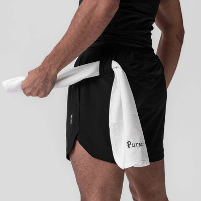 LOTHRIC Self Design Men Black Gym Shorts