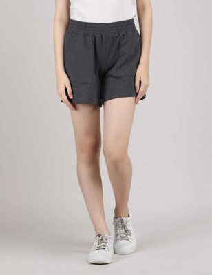 Blue Ronin Solid Women Dark Grey Regular Shorts