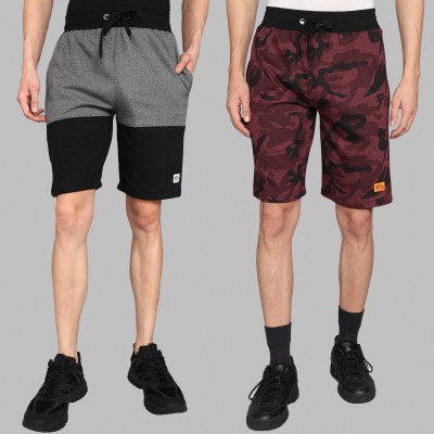 GYRFALCON Military Camouflage Men Grey, Red Casual Shorts