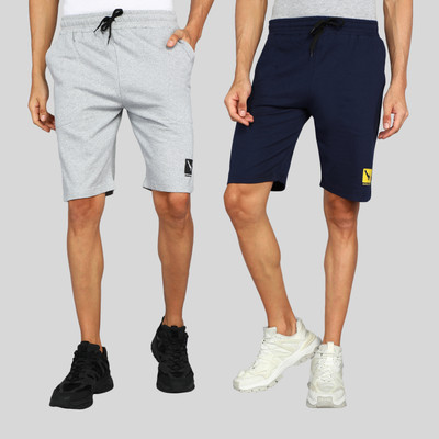 GYRFALCON Self Design Men Dark Blue, Silver Regular Shorts