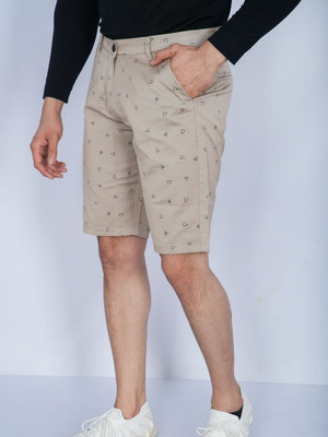 joyus Printed Men Khaki Regular Shorts