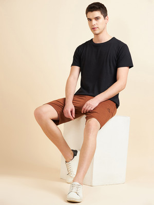 SWEET DREAMS Solid Men Brown Basic Shorts