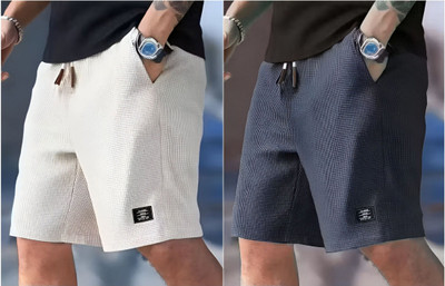 Manyaclothing Solid Men White, Grey Casual Shorts, Night Shorts, Running Shorts, Regular Shorts, Gym Shorts
