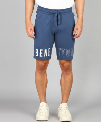 United Colors of Benetton Printed Men Blue Casual Shorts