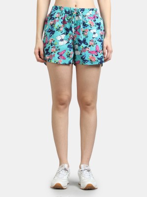 JR APPAREL Floral Print Women Blue Regular Shorts