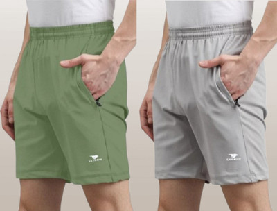 skyrow Printed Men Light Green, Grey Regular Shorts