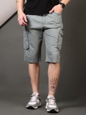 V-MART Solid Men Grey Cargo Shorts