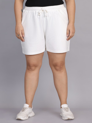 Rute Solid Women White Casual Shorts