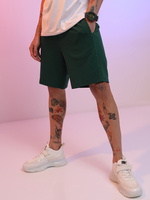 HIGHLANDER Solid Men Green Regular Shorts