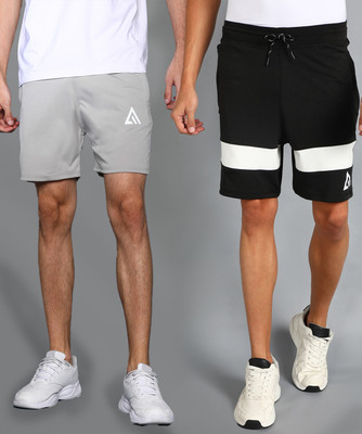 Adrenex Color Block Men Black, Grey Basic Shorts