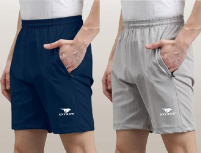 skyrow Printed Men Dark Blue, Grey Regular Shorts