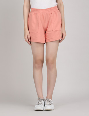 Blue Ronin Solid Women Orange Regular Shorts