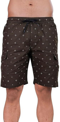 24 Street Printed Men Brown Casual Shorts