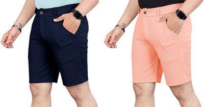 INDICLUB Solid Men Blue, Pink Running Shorts