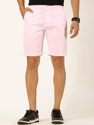 Mast & Harbour Solid Men Pink Regular Shorts