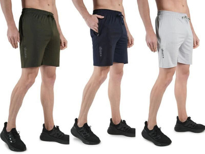 KWINGS Solid Men Dark Green, Dark Blue, Grey Sports Shorts
