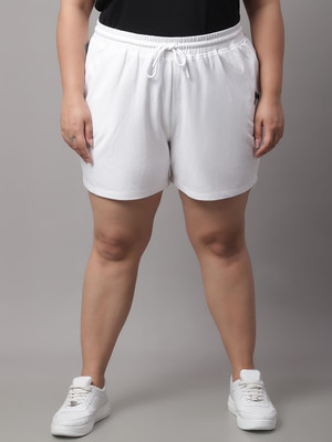 moonaah Solid Women White Sports Shorts