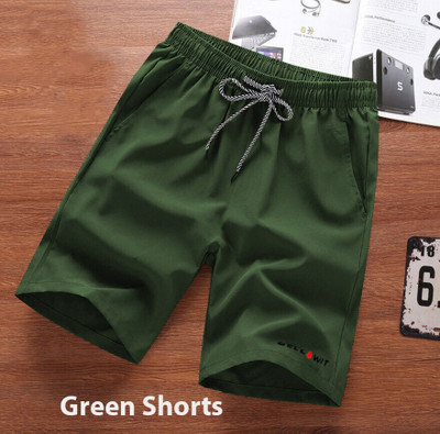 Bellwit Solid Men Green Casual Shorts
