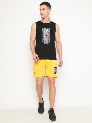 Spartan Printed Men Yellow Regular Shorts
