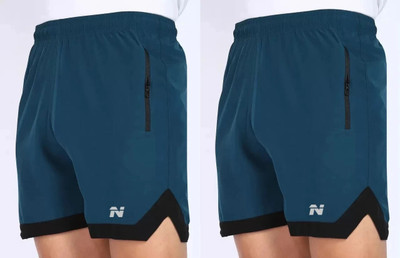 HouseOfCommon Solid Men Blue Gym Shorts