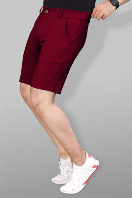 TopQore Solid Men Maroon Casual Shorts