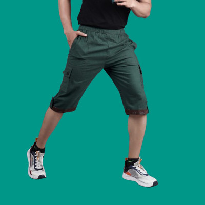 VRAJGLOBAL Solid Men Black Cargo Shorts
