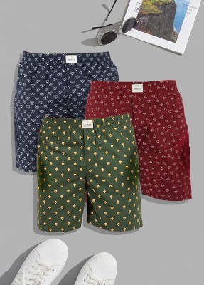 SUPERSQUAD Printed Men Dark Green, Black, Maroon Casual Shorts