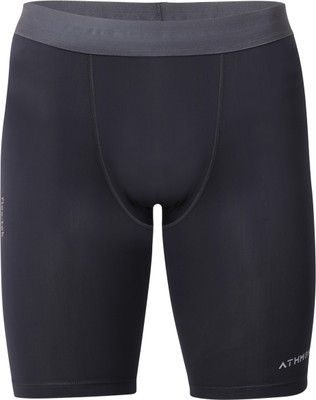Athmonk Solid Men Grey Compression Shorts