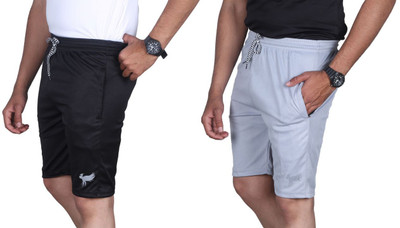 Anjaneya Solid Men Black, Grey Regular Shorts
