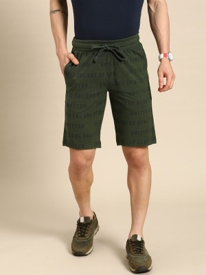 United Colors of Benetton Printed Men Dark Green Casual Shorts