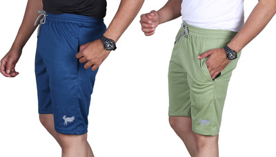 VALLY CREATION Printed Men Blue, Light Green Sports Shorts