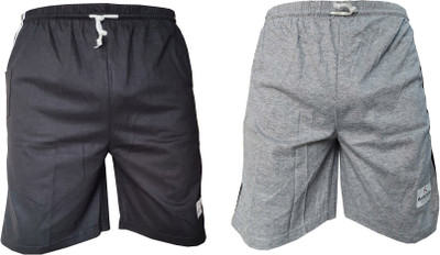 adibaba Solid Men Black, Grey Bermuda Shorts