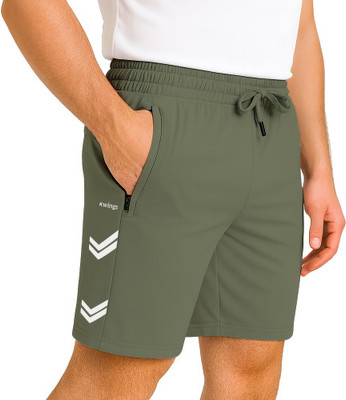 KWINGS Solid Men Dark Green Sports Shorts