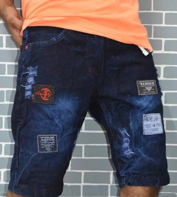 NIRALI Solid Men Denim Blue Denim Shorts