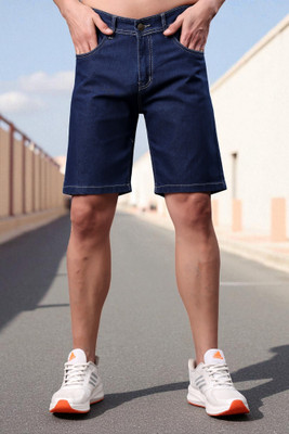 ZAYSH Solid Men Dark Blue Denim Shorts