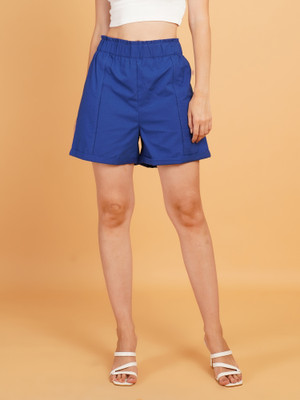 9 impression Solid Women Denim Blue Denim Shorts