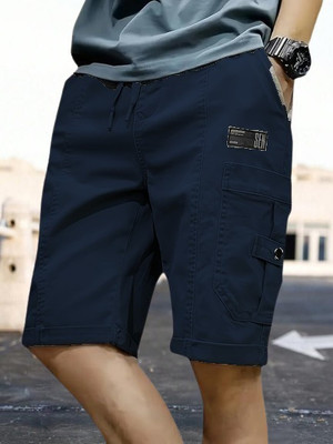 TYRELL Self Design Men Dark Blue Cargo Shorts