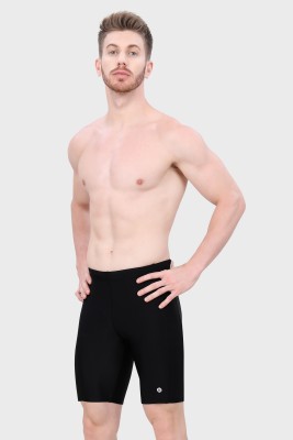 Lactra Solid Men Black Swim Shorts