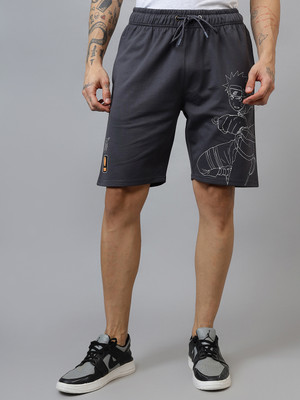 Free Authority Graphic Print Men Grey Regular Shorts