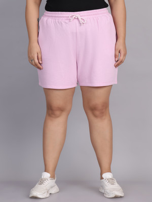 moonaah Solid Women Pink Casual Shorts
