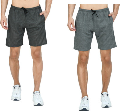 Indestar Solid Men Black, Grey Bermuda Shorts