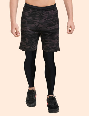 NINQ Military Camouflage Men Black Sports Shorts