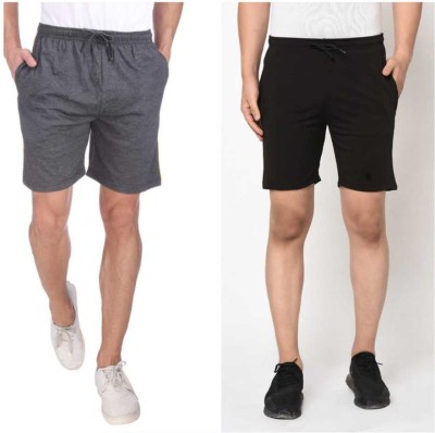 FabryKa Solid Men Grey, Black Casual Shorts