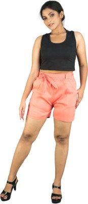 Dipti Exclusive Self Design Women Pink Hotpants, High Waist Shorts