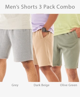 Alles Kleider Solid Men Grey, Light Green, Beige Beach Shorts